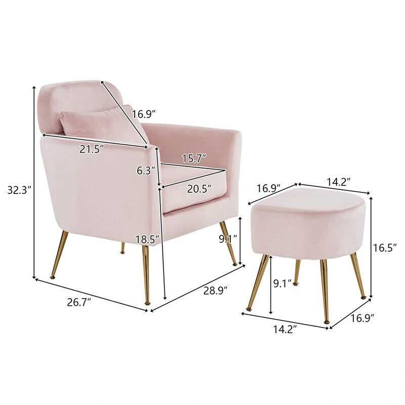 Beige Boucle / Velvet / Fabric Accent Chair – Single Seat, Gold Legs