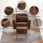 Beige Boucle / Velvet / Fabric Accent Chair – Single Seat, Gold Legs