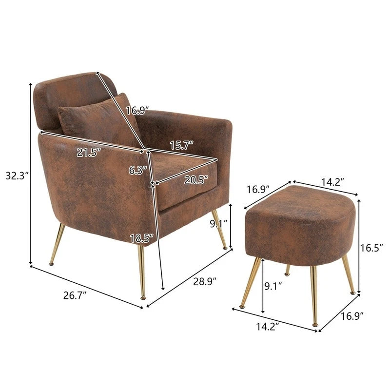 Beige Boucle / Velvet / Fabric Accent Chair – Single Seat, Gold Legs