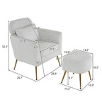Beige Boucle / Velvet / Fabric Accent Chair – Single Seat, Gold Legs