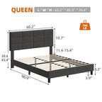 Base de cama tapizada en lino gris con listones de madera – 1-2 personas