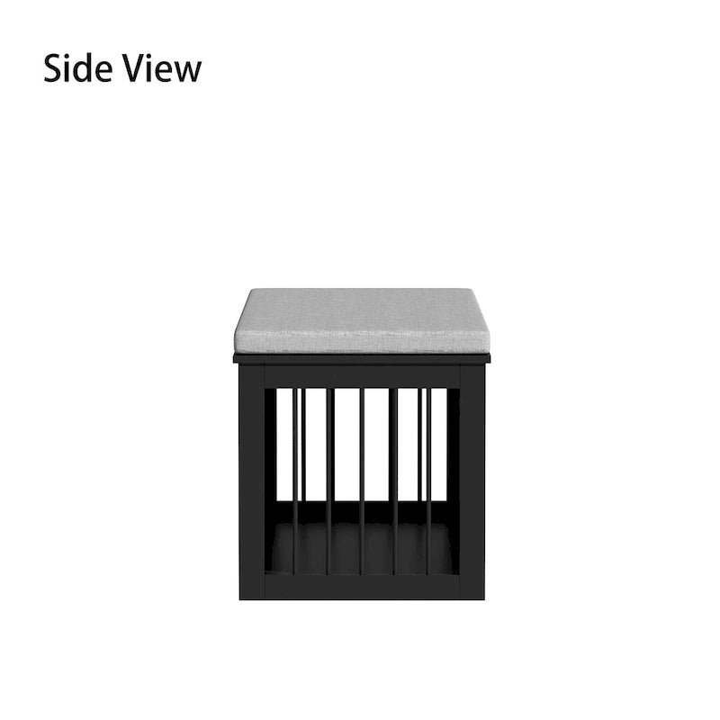 Black Wooden Dog Crate with Bench Top, 1 Pet, 47.2" Size