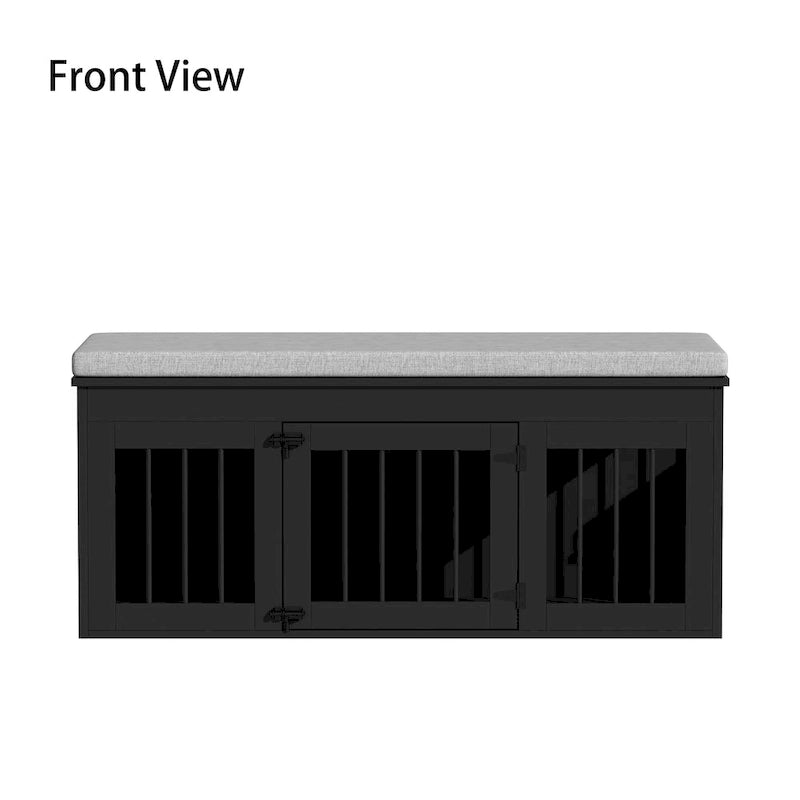 Black Wooden Dog Crate with Bench Top, 1 Pet, 47.2" Size
