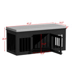 Black Wooden Dog Crate with Bench Top, 1 Pet, 47.2" Size