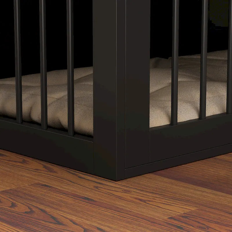 Black Wooden Dog Crate with Bench Top, 1 Pet, 47.2" Size