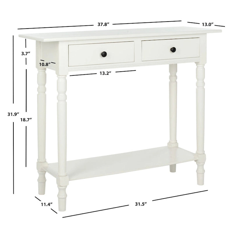 2-Drawer Console Table | Distressed & Vintage | 5 Colors | 38"W×13"D×32"H