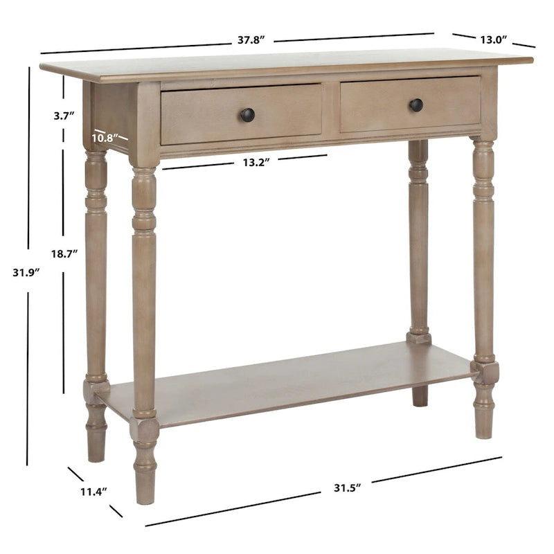 2-Drawer Console Table | Distressed & Vintage | 5 Colors | 38"W×13"D×32"H