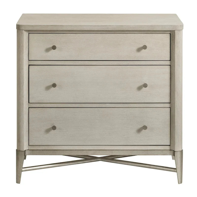 Juego de dormitorio de 3 piezas de madera maciza color champán con marco de metal, King/Queen, 2 mesitas de noche
