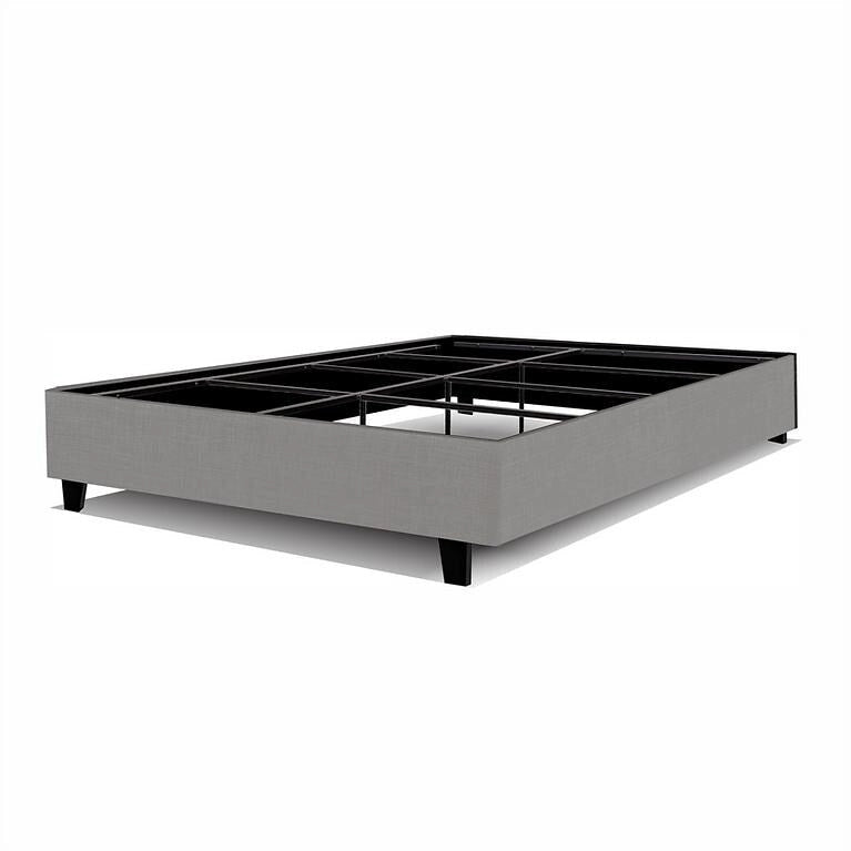 Estructura de cama tapizada con plataforma y 4 patas – Gris/Marfil/Piedra, Queen/King/Cal King, Para 2