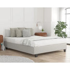 Estructura de cama tapizada con plataforma y 4 patas – Gris/Marfil/Piedra, Queen/King/Cal King, Para 2