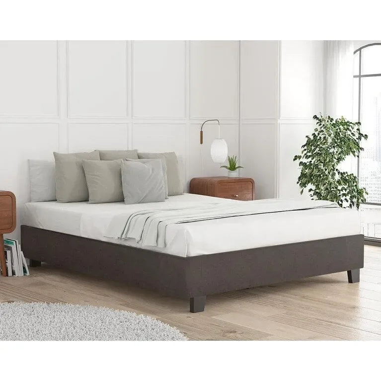 Estructura de cama tapizada con plataforma y 4 patas – Gris/Marfil/Piedra, Queen/King/Cal King, Para 2