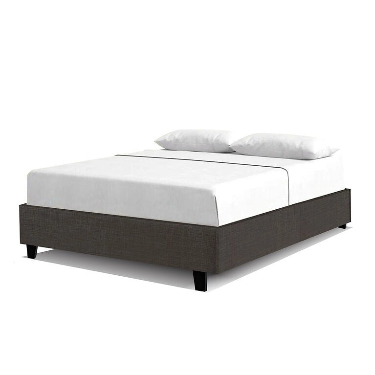 Estructura de cama tapizada con plataforma y 4 patas – Gris/Marfil/Piedra, Queen/King/Cal King, Para 2