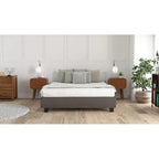 Estructura de cama tapizada con plataforma y 4 patas – Gris/Marfil/Piedra, Queen/King/Cal King, Para 2