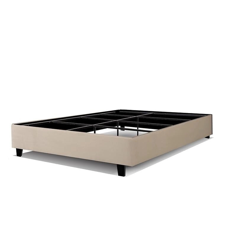 Estructura de cama tapizada con plataforma y 4 patas – Gris/Marfil/Piedra, Queen/King/Cal King, Para 2