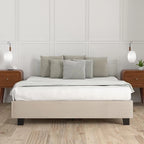 Estructura de cama tapizada con plataforma y 4 patas – Gris/Marfil/Piedra, Queen/King/Cal King, Para 2