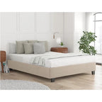 Estructura de cama tapizada con plataforma y 4 patas – Gris/Marfil/Piedra, Queen/King/Cal King, Para 2