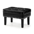 Black / Coffee, Mid-Century Style, 1-Person Faux Leather Tufted Ottoman