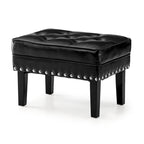 Black / Coffee, Mid-Century Style, 1-Person Faux Leather Tufted Ottoman