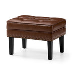 Black / Coffee, Mid-Century Style, 1-Person Faux Leather Tufted Ottoman