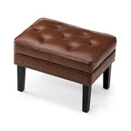 Black / Coffee, Mid-Century Style, 1-Person Faux Leather Tufted Ottoman