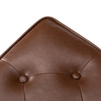 Black / Coffee, Mid-Century Style, 1-Person Faux Leather Tufted Ottoman