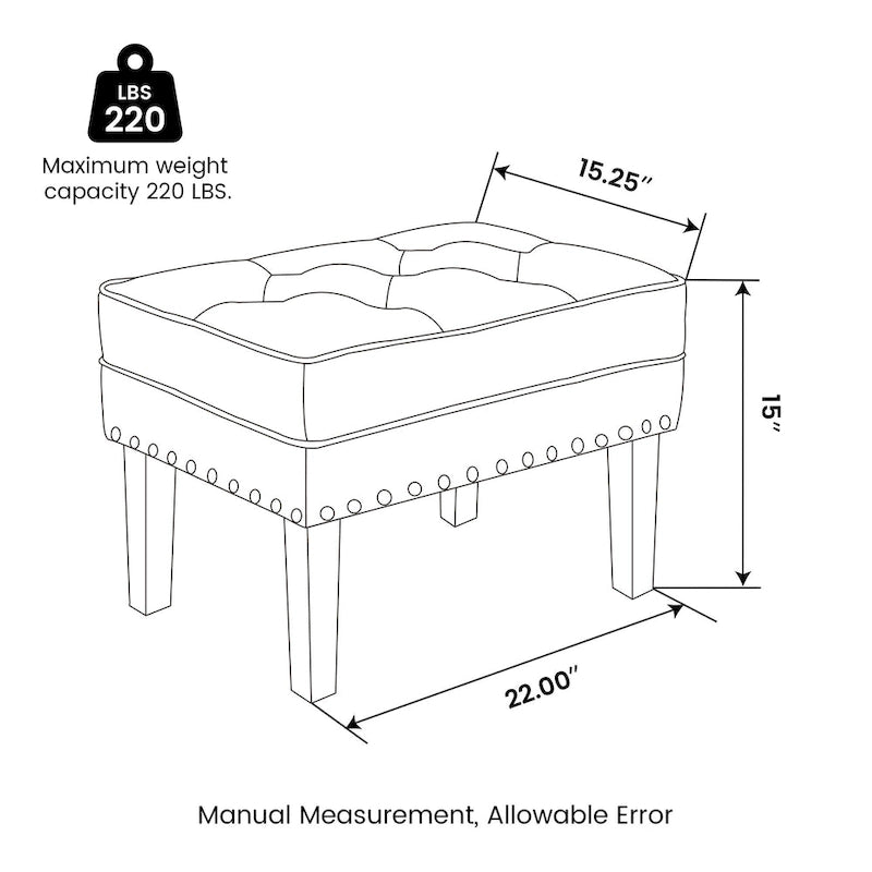 Black / Coffee, Mid-Century Style, 1-Person Faux Leather Tufted Ottoman