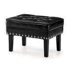 Black / Coffee, Mid-Century Style, 1-Person Faux Leather Tufted Ottoman