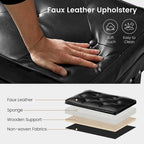 Black / Coffee, Mid-Century Style, 1-Person Faux Leather Tufted Ottoman