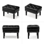 Black / Coffee, Mid-Century Style, 1-Person Faux Leather Tufted Ottoman
