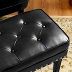 Black / Coffee, Mid-Century Style, 1-Person Faux Leather Tufted Ottoman