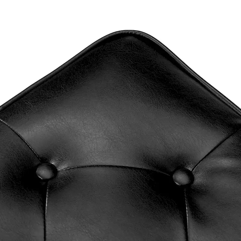 Black / Coffee, Mid-Century Style, 1-Person Faux Leather Tufted Ottoman