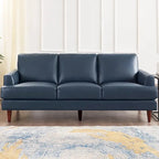 Sofá de Piel Top-Grain, Estilo con Costura Envolvente, 3 Plazas – Marrón Coñac / Azul Marino / Marrón Granito / Gris Concord / Blanco Hielo