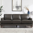 Sofá de Piel Top-Grain, Estilo con Costura Envolvente, 3 Plazas – Marrón Coñac / Azul Marino / Marrón Granito / Gris Concord / Blanco Hielo