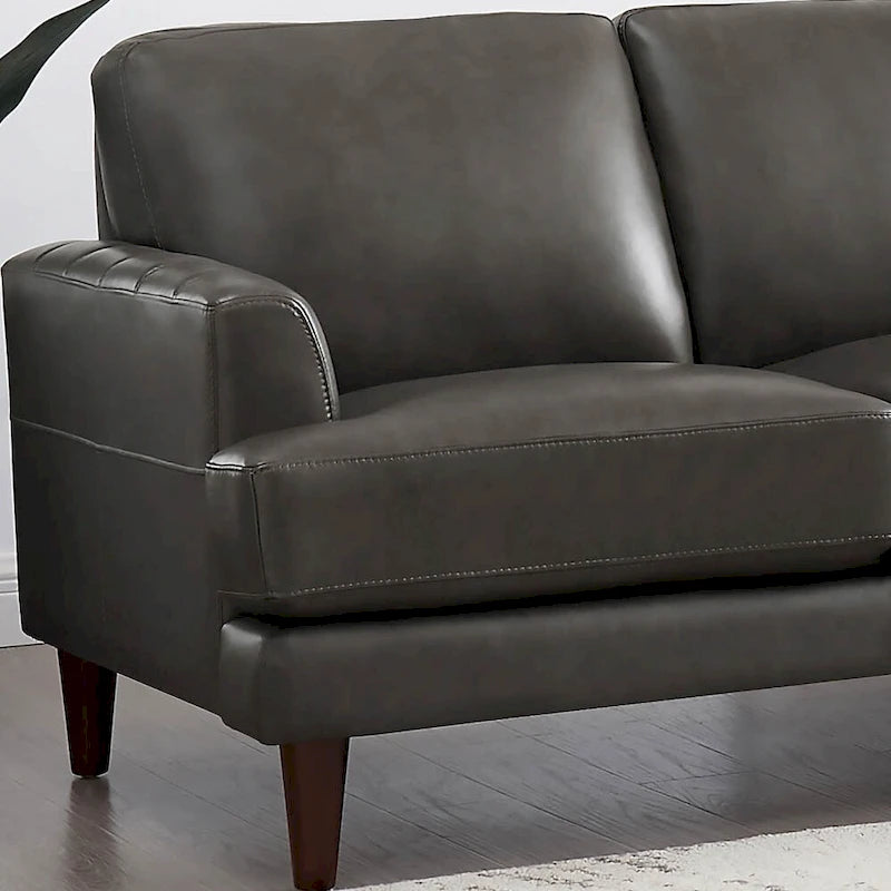 Sofá de Piel Top-Grain, Estilo con Costura Envolvente, 3 Plazas – Marrón Coñac / Azul Marino / Marrón Granito / Gris Concord / Blanco Hielo
