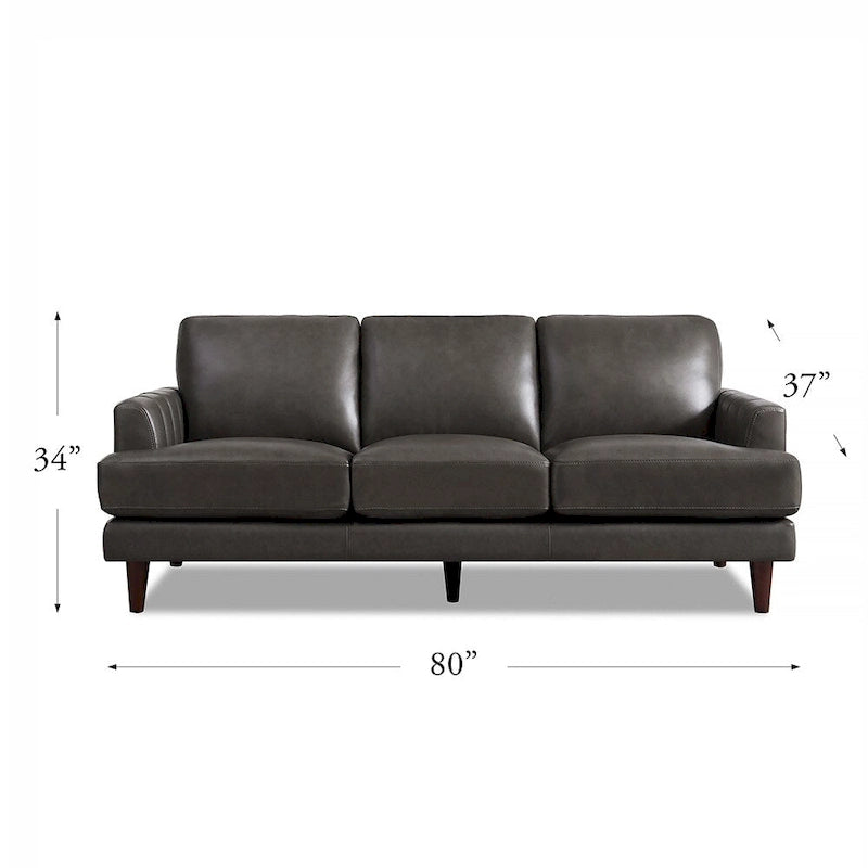 Sofá de Piel Top-Grain, Estilo con Costura Envolvente, 3 Plazas – Marrón Coñac / Azul Marino / Marrón Granito / Gris Concord / Blanco Hielo
