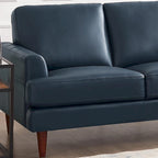Sofá de Piel Top-Grain, Estilo con Costura Envolvente, 3 Plazas – Marrón Coñac / Azul Marino / Marrón Granito / Gris Concord / Blanco Hielo