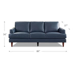 Sofá de Piel Top-Grain, Estilo con Costura Envolvente, 3 Plazas – Marrón Coñac / Azul Marino / Marrón Granito / Gris Concord / Blanco Hielo