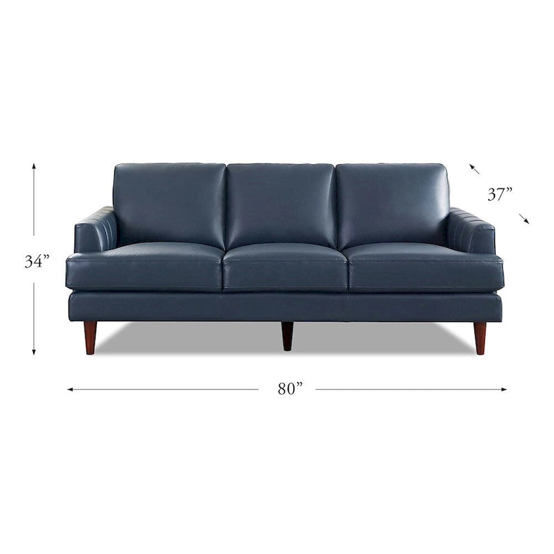 Sofá de Piel Top-Grain, Estilo con Costura Envolvente, 3 Plazas – Marrón Coñac / Azul Marino / Marrón Granito / Gris Concord / Blanco Hielo