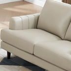 Sofá de Piel Top-Grain, Estilo con Costura Envolvente, 3 Plazas – Marrón Coñac / Azul Marino / Marrón Granito / Gris Concord / Blanco Hielo