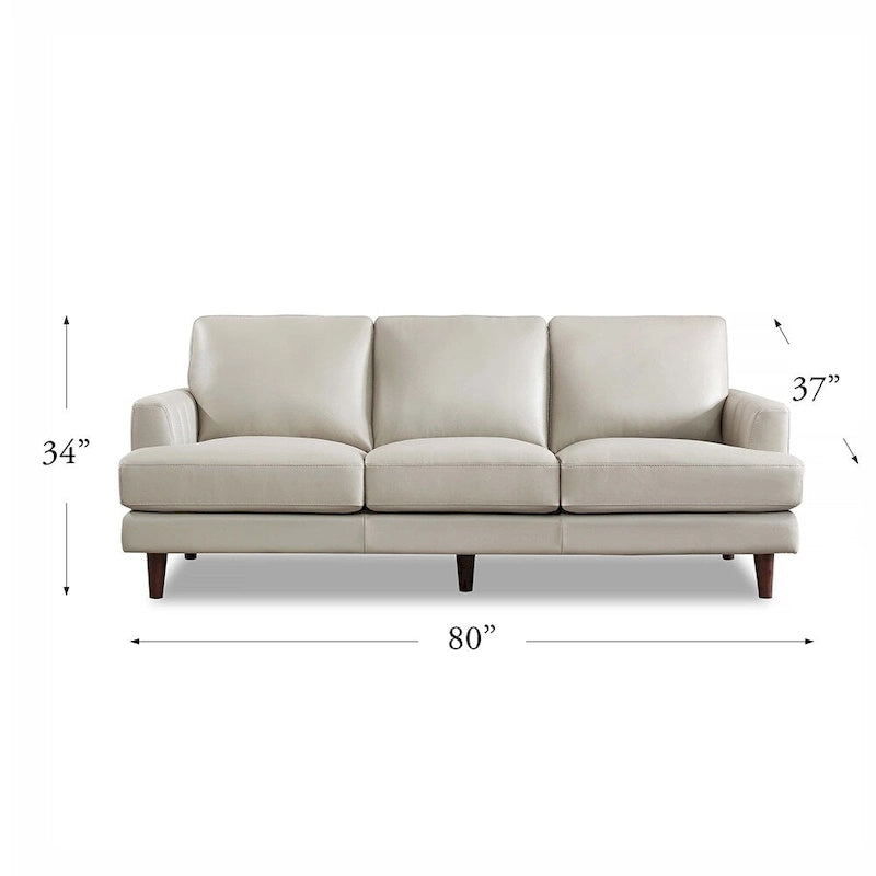 Sofá de Piel Top-Grain, Estilo con Costura Envolvente, 3 Plazas – Marrón Coñac / Azul Marino / Marrón Granito / Gris Concord / Blanco Hielo