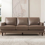 Sofá de Piel Top-Grain, Estilo con Costura Envolvente, 3 Plazas – Marrón Coñac / Azul Marino / Marrón Granito / Gris Concord / Blanco Hielo