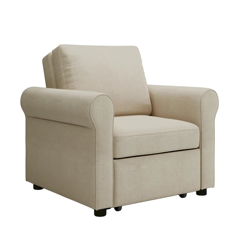 Sofá cama individual convertible 3 en 1, beige/azul oscuro/verde azulado