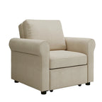 Sofá cama individual convertible 3 en 1, beige/azul oscuro/verde azulado