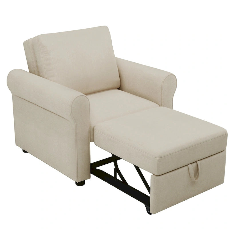 Sofá cama individual convertible 3 en 1, beige/azul oscuro/verde azulado
