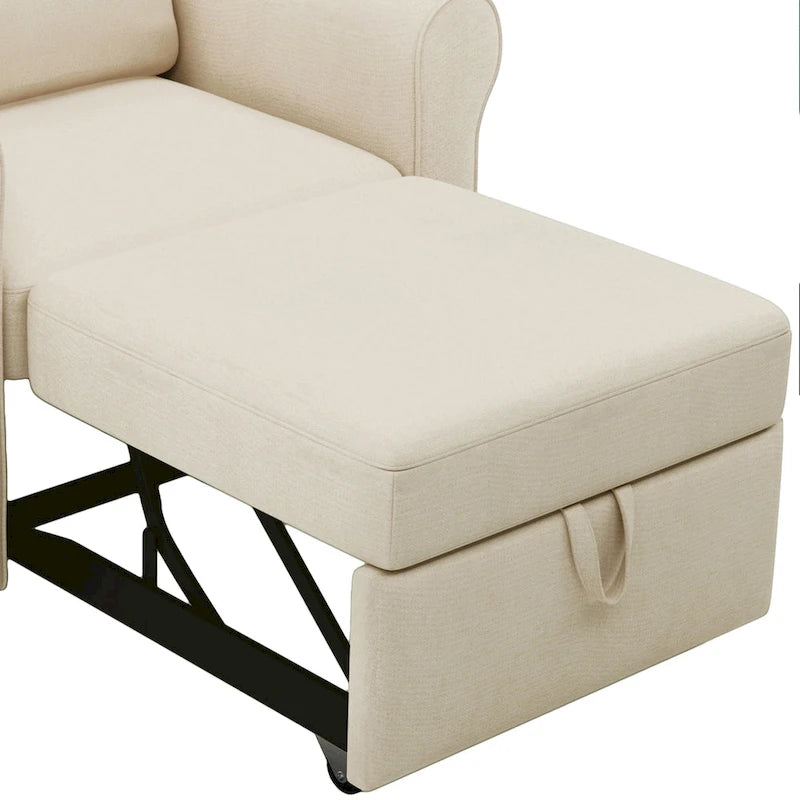 Sofá cama individual convertible 3 en 1, beige/azul oscuro/verde azulado