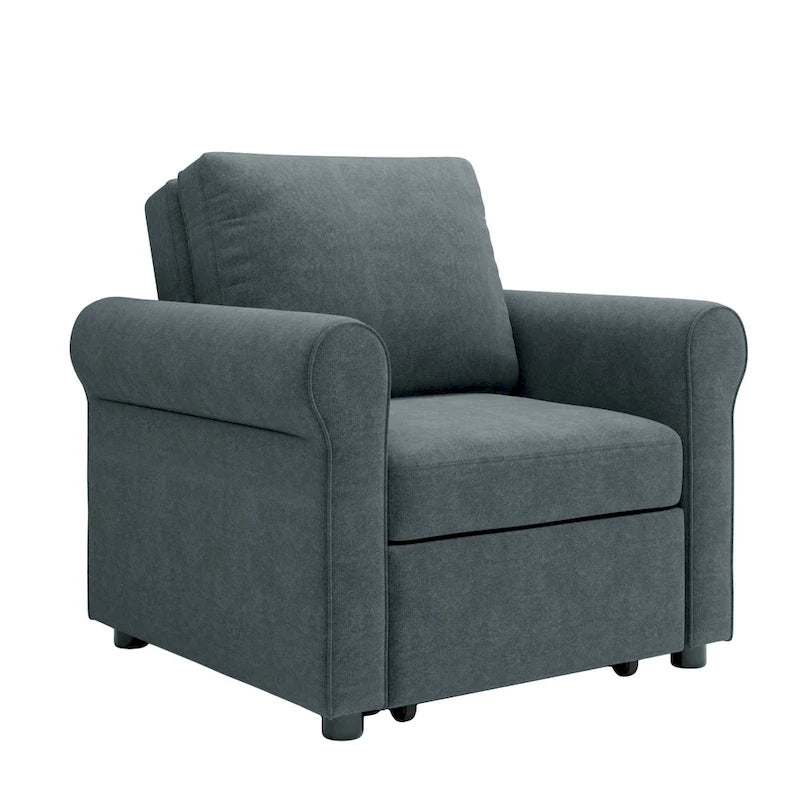 Sofá cama individual convertible 3 en 1, beige/azul oscuro/verde azulado