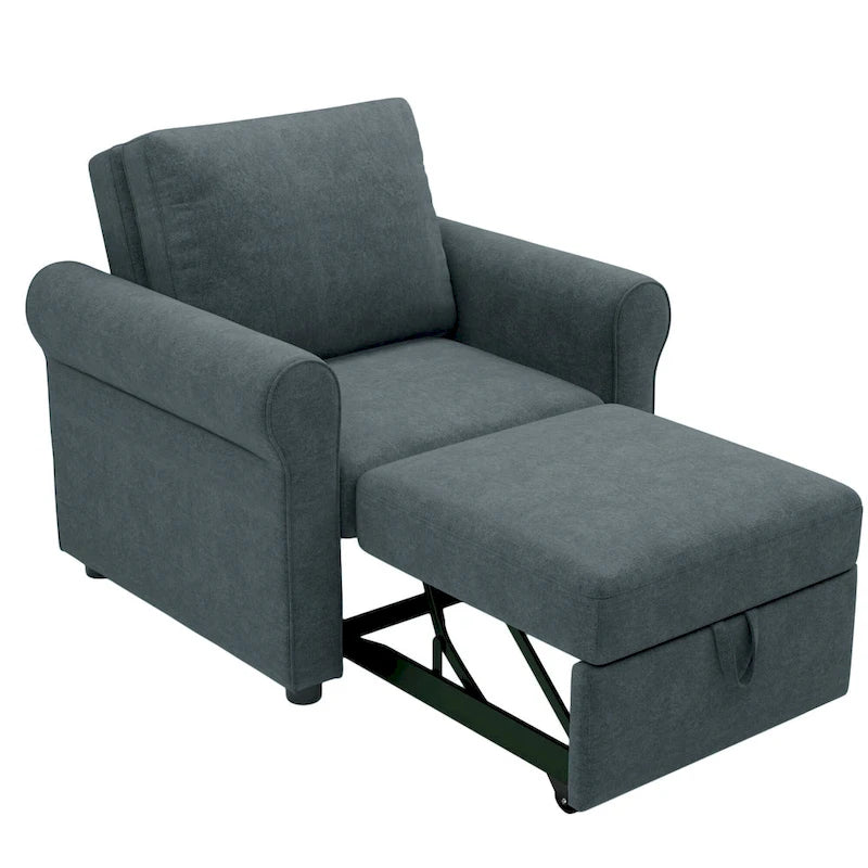 Sofá cama individual convertible 3 en 1, beige/azul oscuro/verde azulado