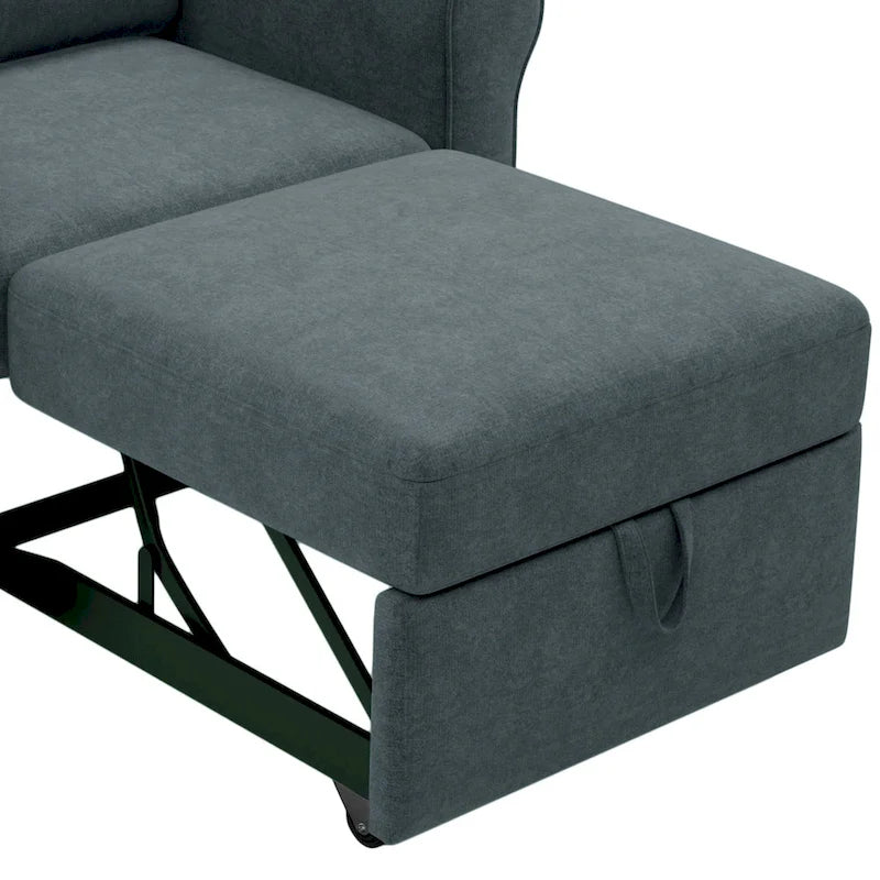 Sofá cama individual convertible 3 en 1, beige/azul oscuro/verde azulado