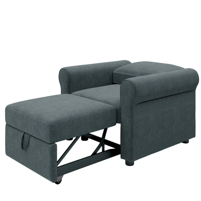Sofá cama individual convertible 3 en 1, beige/azul oscuro/verde azulado