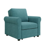 Sofá cama individual convertible 3 en 1, beige/azul oscuro/verde azulado